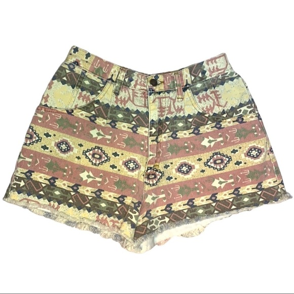 Vintage High Waist Boho Jean  Shorts - Picture 1 of 7